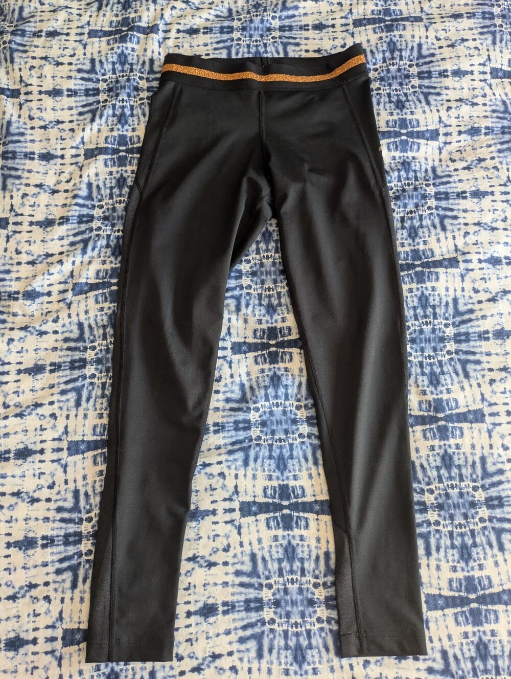 Zumba Fitness Black Leggings with Gold-Trim Waistband